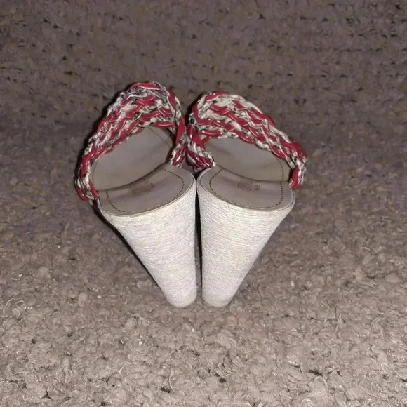 CERUTTI-Italy-Red Patent/Snakeskin Pattern Woven Leather Wedge-Sz 37-Excellent - Picture 5 of 7